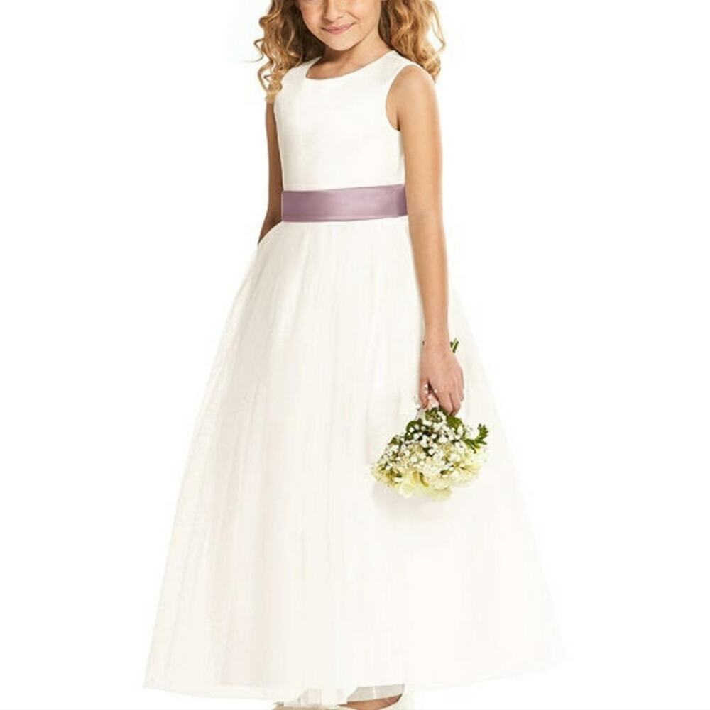 NWT Dessy Girl Flowergirl Chiffon Ivory White Dusty Rose Stash Dress 10